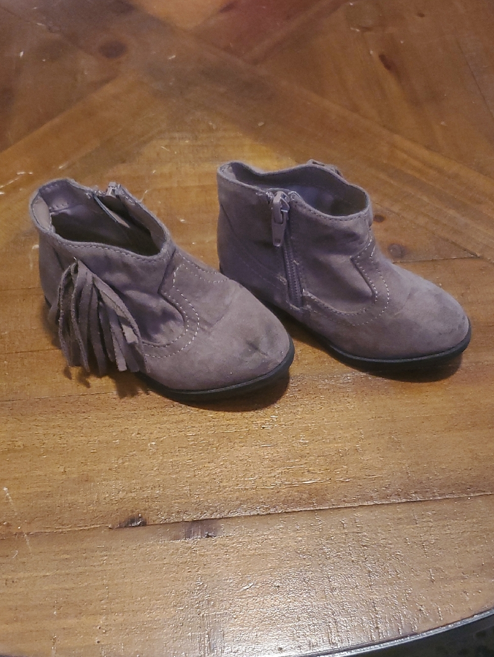 Garanimals Taupe Suede Fringe Ankle Boots